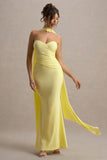Rosabel Lemon Sweetheart Maxi Dress With Sash
