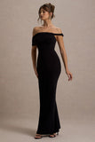 Alonza Black Twisted Bardot Maxi Dress