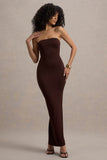 Angelie Brown Bandeau Bodycon Maxi Dress
