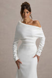Lou White One-Shoulder Asymmetric Maxi Dress
