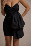 Winner Black Bandeau Mini Dress With Oversized Bow