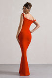 Lita Orange Twisted Asymmetric Maxi Dress