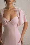 Stila Pale Pink Plunge-Neck Maxi Dress With High Front Split