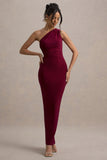 Venetia Burgundy One-Shoulder Tie-Back Maxi Dress