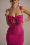 Emmalou Hot Pink Strappy Split Maxi Dress With Bow