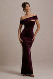 Candela Port Velvet Asymmetric Bardot Maxi Dress