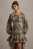 Namir Snake Print High-Low Chiffon Maxi Dress
