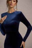 Rayla Navy Velvet Maxi Dress With Split