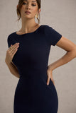 Rian Navy Short-Sleeve Maxi Dress