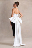 Blanca Black & White Halter-Neck Cut-Out Midi Dress With Oversized Bow