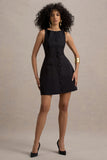 Cheri Black Tailored Sleeveless Mini Dress