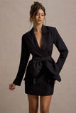 Prized Black Tailored Blazer Mini Dress With Bow