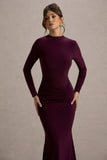 Reid Plum Long-Sleeve Gathered Maxi Dress