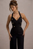 Banks Black Tailored Halter-Neck Straight-Leg Jumpsuit