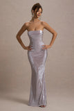 Moonstone Lilac Sequin Bandeau Maxi Dress