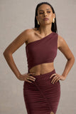Sena Burgundy Asymmetric Maxi Dress With Cut Out Details