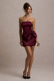 Tanisha Port Satin Bandeau Mini Dress With Bow
