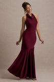 Amelita Port Satin Cowl-Neck Maxi Dress