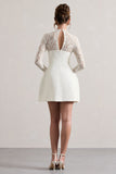 Birdie White Lace Long-Sleeve Mini Dress