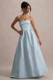 Maddalena Powder Blue Bandeau Skater Maxi Dress