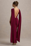 Saige Burgundy Cap-Sleeve Gathered Maxi Dress