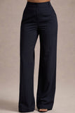 New York Navy Pinstripe Tailored Wide-Leg Trousers