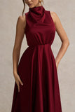 Kerri Berry Satin Cowl-Neck Maxi Dress