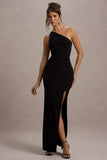 Dressing Up Black One Shoulder Maxi Dress With Open Back Detail
