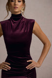 Abilene Port Velvet High-Neck Split Maxi Dress