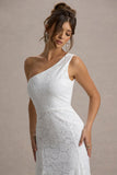 Gigou White Lace Asymmetric Maxi Dress