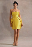 Lovebug Mustard Bandeau Mini Dress With Tulip Skirt