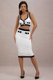 Dione Black & White Knit Midi Skirt