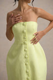 Anniston Lemon Bandeau Tailored Button Mini Dress