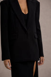 Urban Black Plunge-Neck Boxy Oversized Blazer