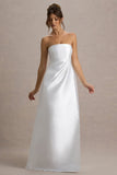 Universe White Bandeau Split Puff-Skirt Maxi Dress
