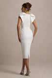 Aubrie Ecru Midi Dress With Bow Details