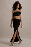 Milos Black One-Shoulder Cut-Out Maxi Dress With Split