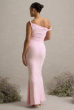 Lita Pink Twisted Asymmetric Maternity Maxi Dress