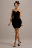 Bryanna Black Velvet Sweetheart Mini Dress With Tulip Skirt