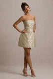 Kika Gold Metallic Jacquard Bandeau Mini Dress