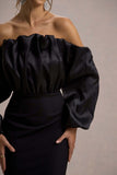 Cyrene Black Ruffled Maxi Dress