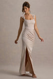 Admire Champagne Satin Corset Wrap Maxi Dress