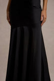 Frida Black Satin Halter-Neck Backless Maxi Dress