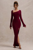 Cosmos Port Asymmetric Long-Sleeve Split Maxi Dress