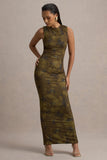 Jacinda Yellow Floral Print Bodycon Maxi Dress