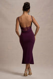 Addison Port Cowl-Neck Open-Back Midi Dress With Lace