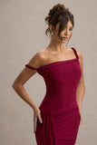 Angelique Burgundy Twisted Asymmetric Maxi Dress