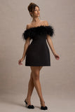 Palace Black Bardot Mini Dress With Feather Trim