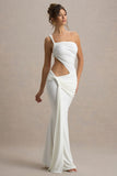 Giovanna White Asymmetric Maxi Dress With Wrap Skirt