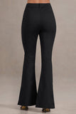 Brianca Black High-Waisted Split Wide-Leg Trousers